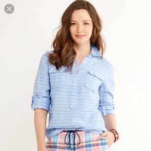 New Vineyard vines 00 100% linen blouse blue 3/4